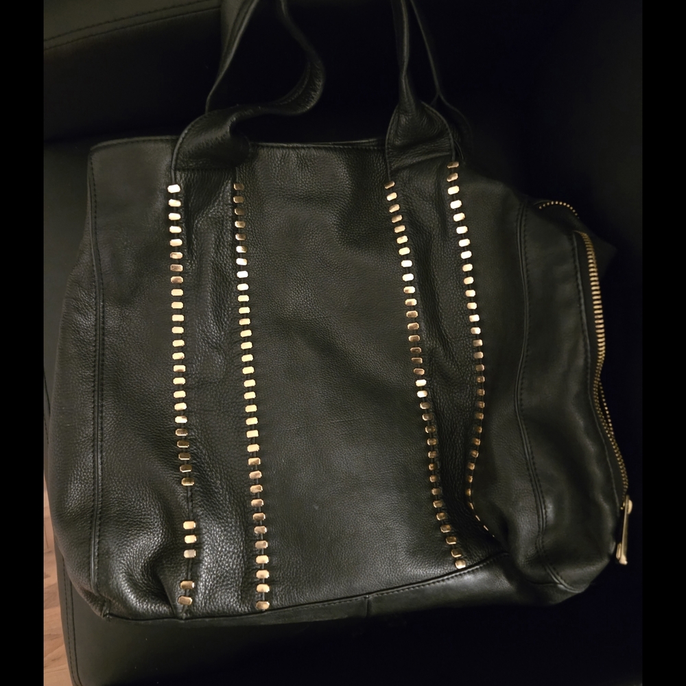Chic Black Tote with Gold Detailing